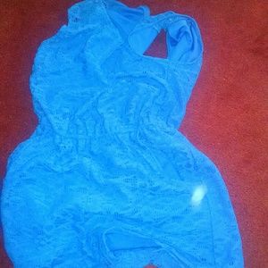 Blue v neck netted romper